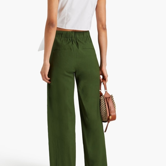 VINCE Forrest Green Linen Blend Trouser Pants L - Picture 2 of 8